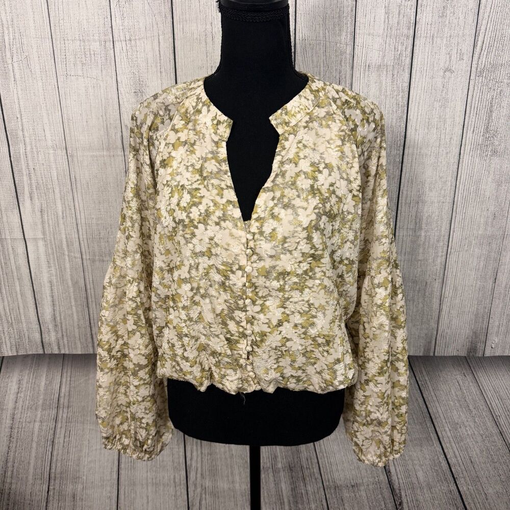 Bishop + Young Women's Large Multicolor Floral Celestial Ruffle Blouse